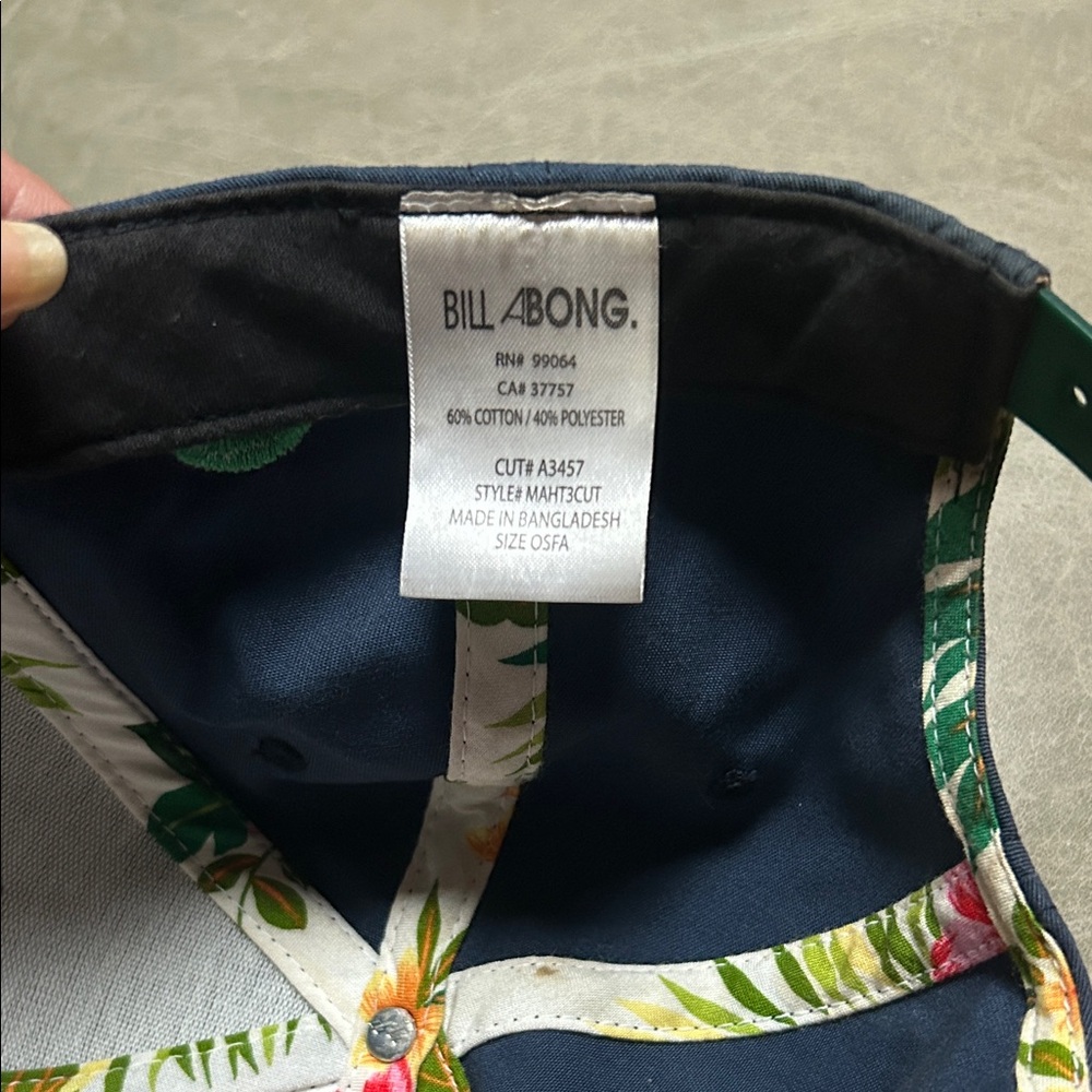 Billabong Navy and Tropical Floral Cap - Picture 5 of 5